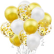 Set 15 baloane pentru petrecere, Vivimall, alb/auriu, 30 cm - vivimall.ro