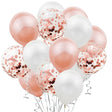 Set 15 baloane pentru petrecere, Vivimall, rose gold/ alb, 30 cm - vivimall.ro