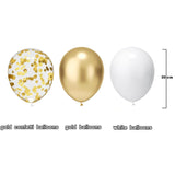 Set 16 Baloane din Latex, Vivimall, Model Party, 30 cm, Alb, Auriu, Transparent Confetti, 2.8 g - vivimall.ro