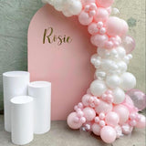 Set 16 Baloane din Latex Metalizate, Vivimall, Model Party, 30 cm, Alb, Roz, Roz Chrome, Transparent Confetti 2.8 g - vivimall.ro