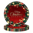 Set 16 Farfurii de Unica Folosinta, Vivimall, Model Merry Christmas, Tematica Craciun, 23 cm, Rosu/Verde - vivimall.ro