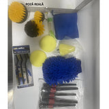 Cele 4 capete pentru bormaşină din setul de curățare auto, detaliu material plastic și burete