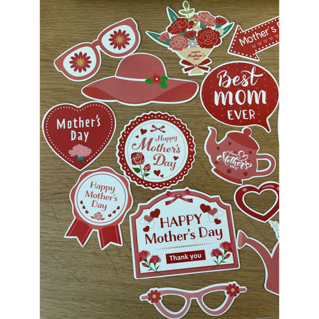 Set 18 Accesorii pentru Petrecere, Vivimall, Props pentru Photo Corner, Tematica Ziua Mamei, Multicolor - vivimall.ro