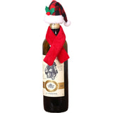 Set 2 accesorii decorative pentru sticlele de vin, tematica Craciun, material textil/poliester, multicolor - vivimall.ro