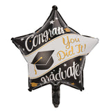 Set 2 Baloane din Folie Metalizata, Vivimall, Figurine Stea 45 cm si Minge 63x53 xm, Model Absolvire, Ambalaj Individual, Pai Inclus, Umflare cu Aer sau Heliu, Multicolor - vivimall.ro