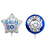 Set 2 Baloane din Folie Metalizata, Vivimall, Figurine Stea si Cerc, Tema Botez Baietel, 45 cm, Ambalaj Individual, Pai Inclus, Umflare cu Aer sau Heliu, Albastru - vivimall.ro