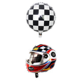 Set 2 Baloane din Folie Metalizata, Vivimall, Figurine Cerc si Casca, Model Curse, 75-80 cm cm, Ambalaj Individual, Pai Inclus, Umflare cu Aer sau Heliu, Multicolor - vivimall.ro