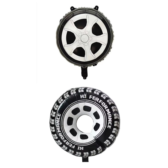 Set 2 Baloane din Folie Metalizata, Vivimall, Figurine Roti, Model Masini, 75-80 cm cm, Ambalaj Individual, Pai Inclus, Umflare cu Aer sau Heliu, Negru - vivimall.ro