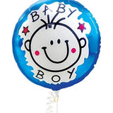 Set 2 Baloane Din Folie Metalizata, Figurine Stea Si Cerc, Tema Botez Baietel, 45 Cm, Ambalaj Individual, Pai Inclus, Umflare Cu Aer Sau Heliu - vivimall.ro