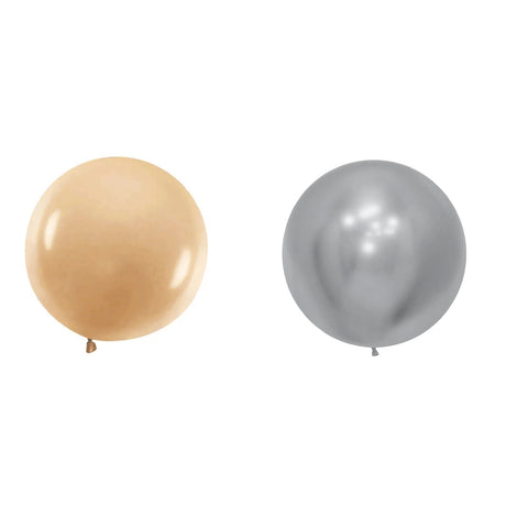Set 2 Baloane din Latex, Vivimall, Model Party Jumbo, 90 cm, Auriu Argintiu, 35 g - vivimall.ro