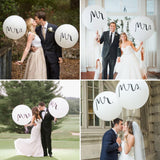 Set 2 Baloane din Latex, Vivimall, Tip Jumbo, Model Mr si Mrs, Tema Nunta, 45 cm, Alb - vivimall.ro