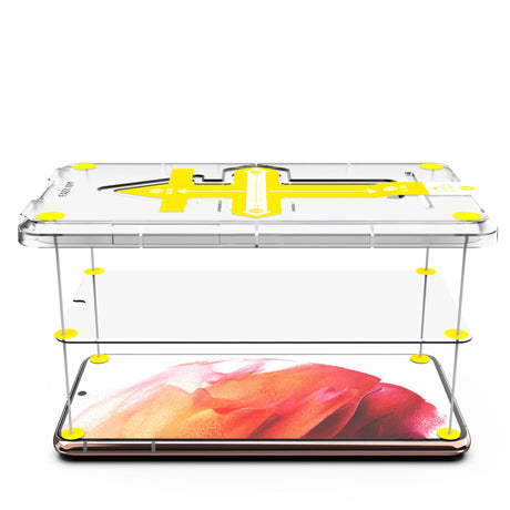 Set 2 folii Sticla Securizata cu sistem de montare usor si rapid Flippy compatibil cu Apple iPhone 13 Pro Max Transparent - vivimall.ro