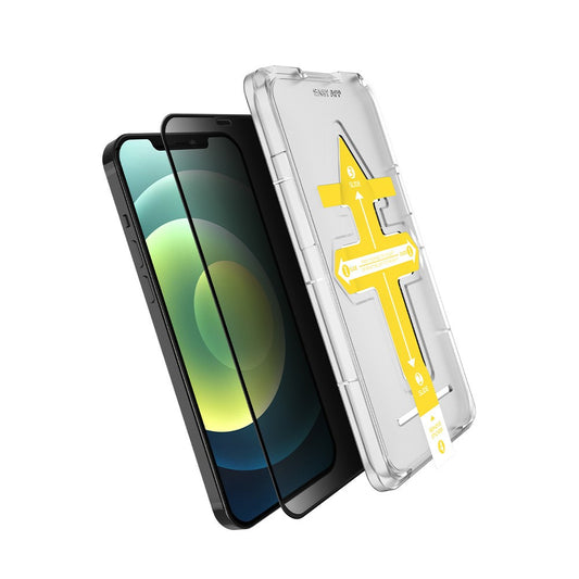 Set 2 folii sticla securizata cu sistem de montare usor si rapid Full Cover 3D Privacy Vivimall compatibila cu Apple iPhone 12 / 12 Pro - vivimall.ro