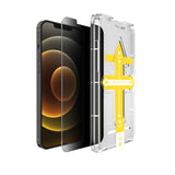 Set 2 folii sticla securizata cu sistem de montare usor si rapid Full Cover 3D Privacy Flippy compatibila cu Apple iPhone 12 Pro Max - vivimall.ro