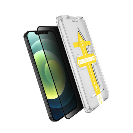 Set 2 folii sticla securizata cu sistem de montare usor si rapid Full Cover 3D Privacy Flippy compatibila cu Apple iPhone 13 Mini - vivimall.ro