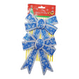 Set 2 fundite pentru brad, Albastre, model de nea, cu margini argintii, 13 x 18 cm, PVC, Vivimall - vivimall.ro
