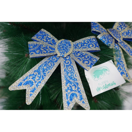 Set 2 fundite pentru brad, Albastre, model spiralat, cu margini aurii, 13 x 18 cm, PVC, Vivimall - vivimall.ro