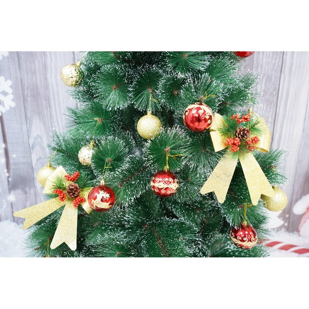 Set 2 fundite pentru brad, Aurii, decorate, cu sclipici, 14 x 19 cm, din poliester, Vivimall - vivimall.ro