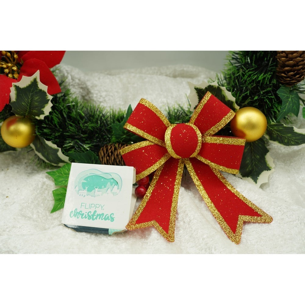 Set 2 fundite pentru brad, Rosii, cu margini aurii, 13 x 18 cm, PVC, Vivimall - vivimall.ro