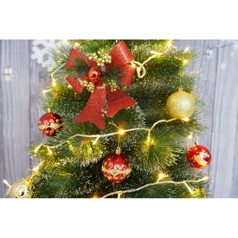 Set 2 fundite pentru brad, Rosii, decorate, cu sclipici, 14 x 19 cm, din poliester, Vivimall - vivimall.ro