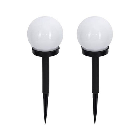 Set 2 Lampi Solare Led, Forma Sferica, Tip Glob, Diametru 10 Cm, Alb Cald - vivimall.ro