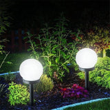 Set 2 Lampi Solare LED, Vivimall, Forma Sferica, Tip Glob, Diametru 10 cm, Alb Rece - vivimall.ro