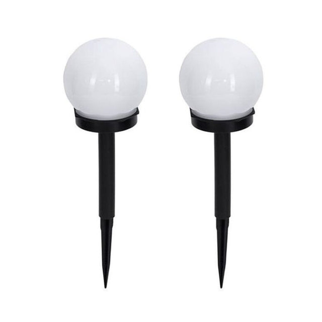 Set 2 Lampi Solare LED, Vivimall, Forma Sferica, Tip Glob, Diametru 10 cm, Alb Rece - vivimall.ro