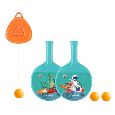 Set 2 Palete de Tenis de Masa, Vivimall, pentru Copii, Design Animat, Tematica Astronauti, Accesoriu de Agatat Inclus si 2 Mingi, Albastru - vivimall.ro