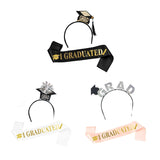 Set din 2 Piese pentru Absolvire, Vivimall, Panglica si Coronita, Model I Graduated, Negru - vivimall.ro