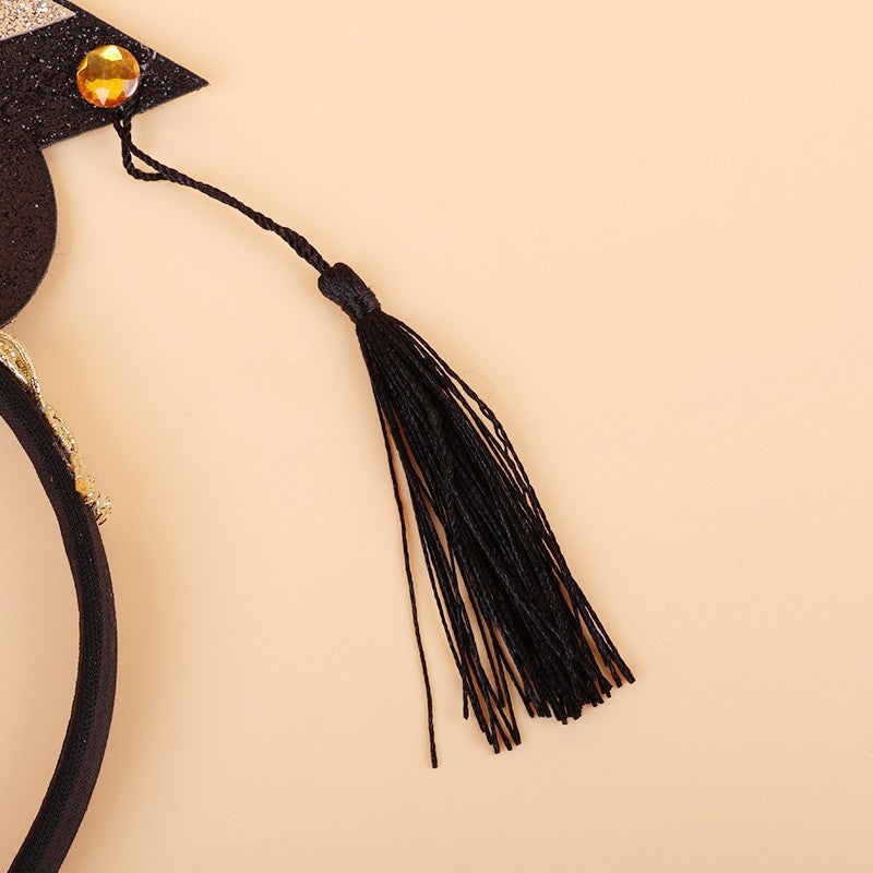 Set din 2 Piese pentru Absolvire, Vivimall, Panglica si Coronita, Model I Graduated, Negru - vivimall.ro