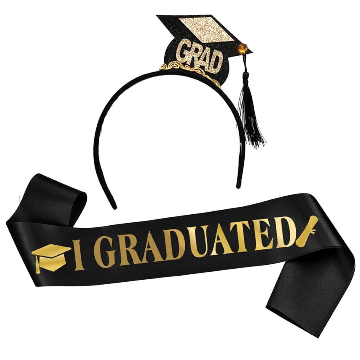 Panglica Si Coronita Pentru Absolvire Negre | Graduxe - vivimall.ro