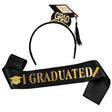 Set din 2 Piese pentru Absolvire, Vivimall, Panglica si Coronita, Model I Graduated, Negru - vivimall.ro