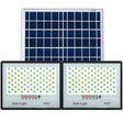 Set 2 proiectoare LED cu Panou Solar Vivimall, Senzor de miscare, Telecomanda, Waterproof, 200 LED-uri incorporate, 65W, 24x18 cm, IP67, Design Modern, Negru - vivimall.ro