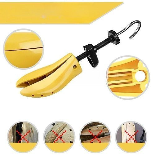 Set 2 Sanuri/Calapoade Reglabilile, Vivimall, pentru Alungit si Largit Pantofi, Geanta si Incaltator Incluse, Universale, Unisex, din ABS Premium, Arc, Marime 30 - 36, Galben - vivimall.ro