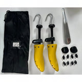 Set 2 Sanuri/Calapoade Reglabilile, Flippy, pentru Alungit si Largit Pantofi, Geanta si Incaltator Incluse, Universale, Unisex, din ABS Premium, Arc, Marime 40 - 47, Galben/Negru - vivimall.ro