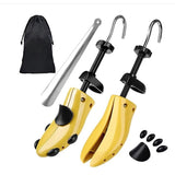 Set 2 Sanuri/Calapoade Reglabilile, Flippy, pentru Alungit si Largit Pantofi, Geanta si Incaltator Incluse, Universale, Unisex, din ABS Premium, Arc, Marime 35 - 42, Galben/Negru - vivimall.ro