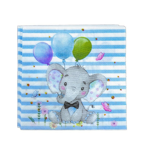Set 20 De Servetele De Masa Cu Elefant | PartyZoo