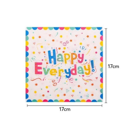 Set 20 de Servetele de Masa, Vivimall, Model Happy Everyday, 17 x 17 cm, Multicolor - vivimall.ro