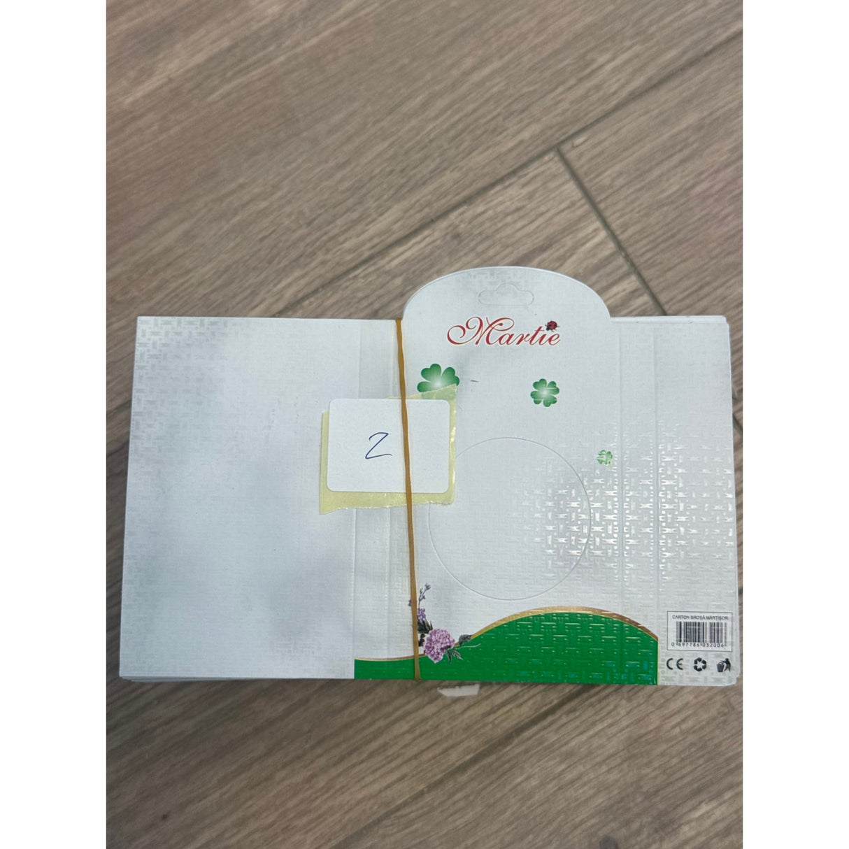 Set 200 Bucati Ambalaj Brosa, Decupaj Rotund, Model Trifoi Alb-verde - vivimall.ro