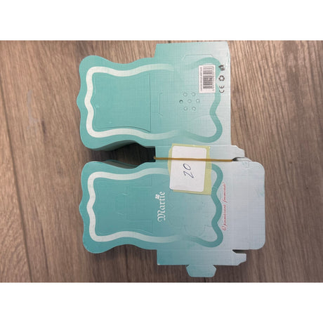 Set 200 ambalaje carton pentru martișoare model gentușă albastru, vedere frontală cu cutii aranjate
