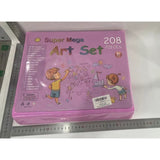 Set 208 Piese, Complet pentru Pictura si Desen, Vivimall, Tip Servieta, 3-12 Ani, 32.6 x 27.7 x 6 cm, Roz - vivimall.ro