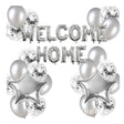 Set baloane folie si latex, Vivimall, WELCOME HOME, 22 de piese, 20 baloane latex, 2 baloane stea Folie, 1 set Welcome Home, Argintiu - vivimall.ro