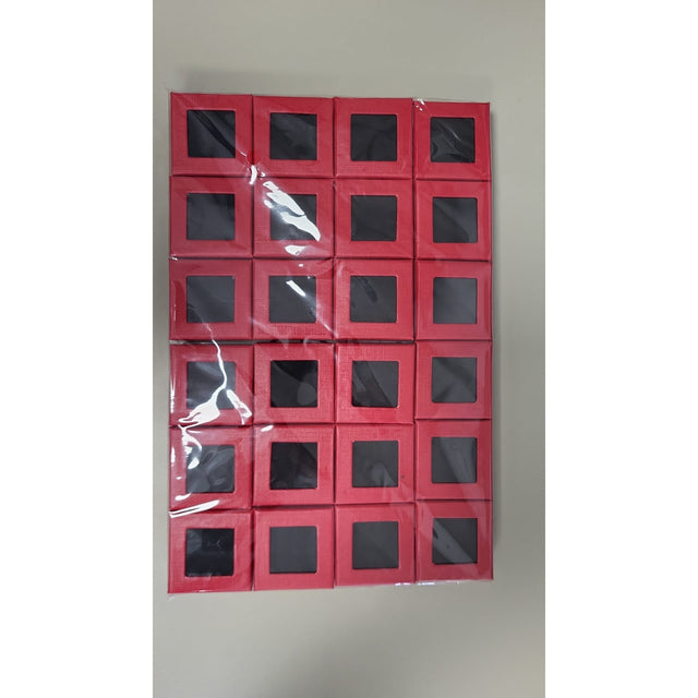 Set 24 Cutii pentru Martisor/Brosa Model 3 , Rosu 4.5 x 4.5 cm - vivimall.ro