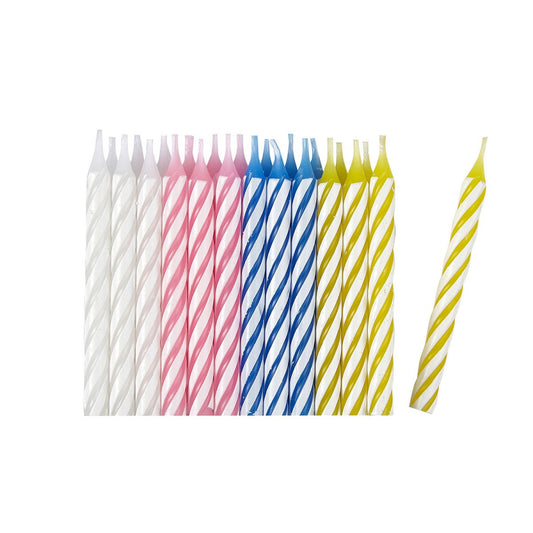 Set 24 Lumanari de Tort, Vivimall, Model Spirala, Party, 6.5 cm, din Parafina, Multicolor - vivimall.ro