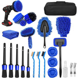 Set 25 Accesorii pentru Curatare Auto, Vivimall, din PP si Microfibra, Interior/Exterior, 30 x 24 x 12 cm, Albastru/Negru - vivimall.ro