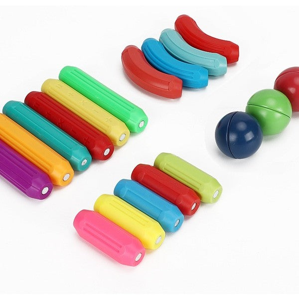 Set 25 de Piese Magnetice de Constructie, Vivimall, Puzzle, Forme, 3 Ani, ABS, Magnet, 16x6x14 cm, Multicolor - vivimall.ro