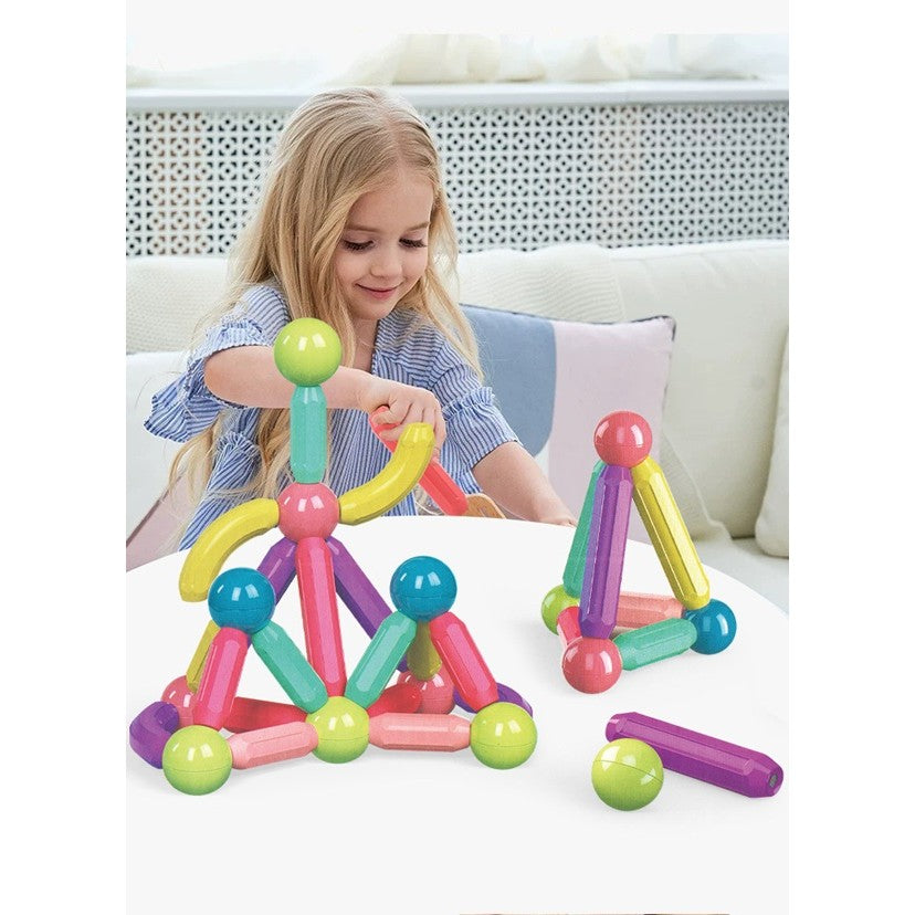 Set 25 de Piese Magnetice de Constructie, Vivimall, Puzzle, Forme, 3 Ani, ABS, Magnet, 16x6x14 cm, Multicolor - vivimall.ro