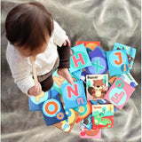 Set 26 Carduri din Panza cu Doua Fete, Vivimall, Model Litere, Educational, Interactiv, Saculet Inclus, Multicolor - vivimall.ro