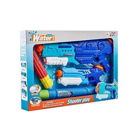 Set 2x Pistol cu Apa pentru Copii, Vivimall, 6ani+, Albastru, 1x 900 ML +  1x 300 ML - vivimall.ro