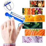 Set 3 Accesorii de Decojire, Razuire si Feliere, Vivimall, pentru Legume si Fructe, Negru-Rosu-Albastru - vivimall.ro